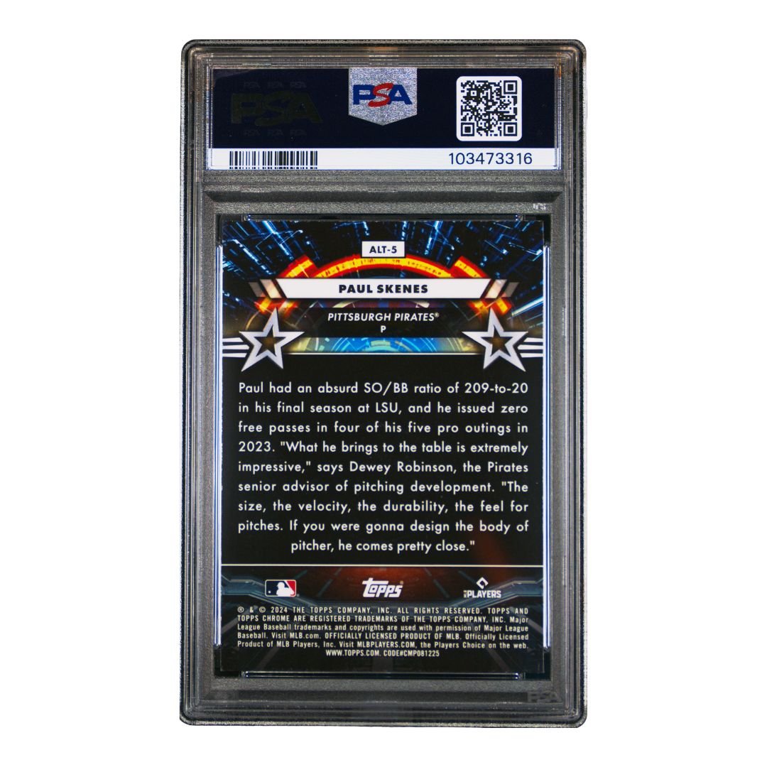 Paul Skenes 2024 Topps Chrome Cosmic Star Command #ALT-5 (PSA 9)