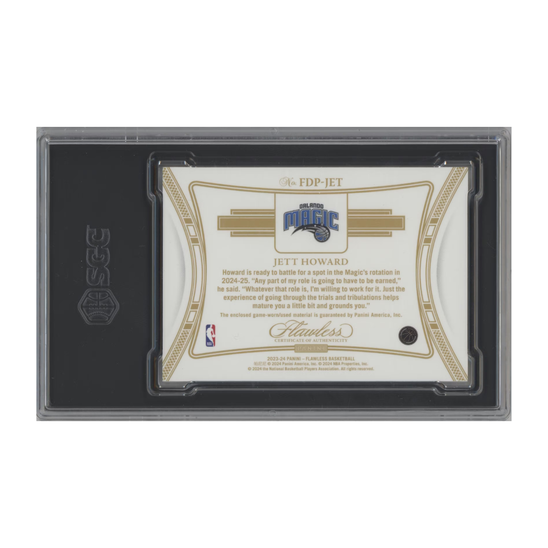 Jett Howard 2023 Panini Flawless Dual Patches Emerald #FDP-JET 4/5 (SGC 9)