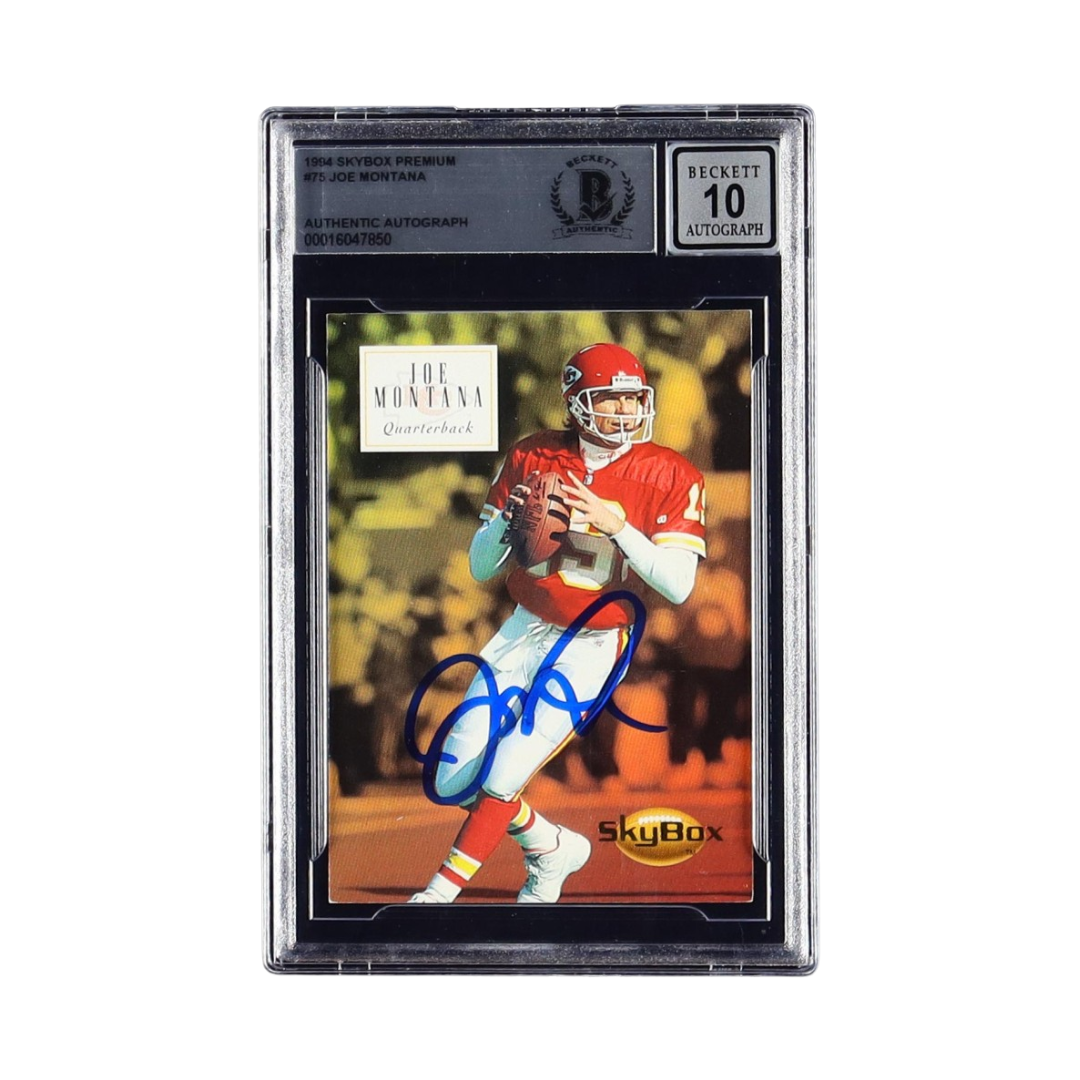 Joe Montana Signed 1994 SkyBox Premium #75 (BGS | Autograph Graded BGS 10)