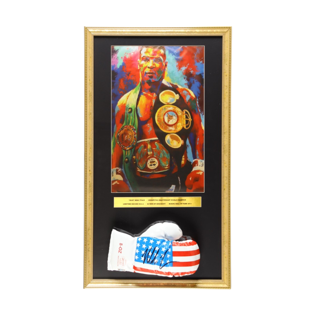 Mike Tyson Signed Custom Framed USA Boxing Glove Display With Art Print (Tyson)
