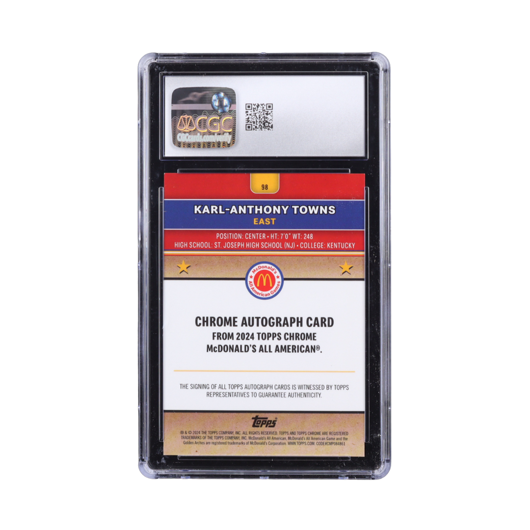Karl-Anthony Towns 2024 Topps Chrome McDonald's All American Autographs Refractors #98 (CGC 9 | Autograph Graded CGC 10)
