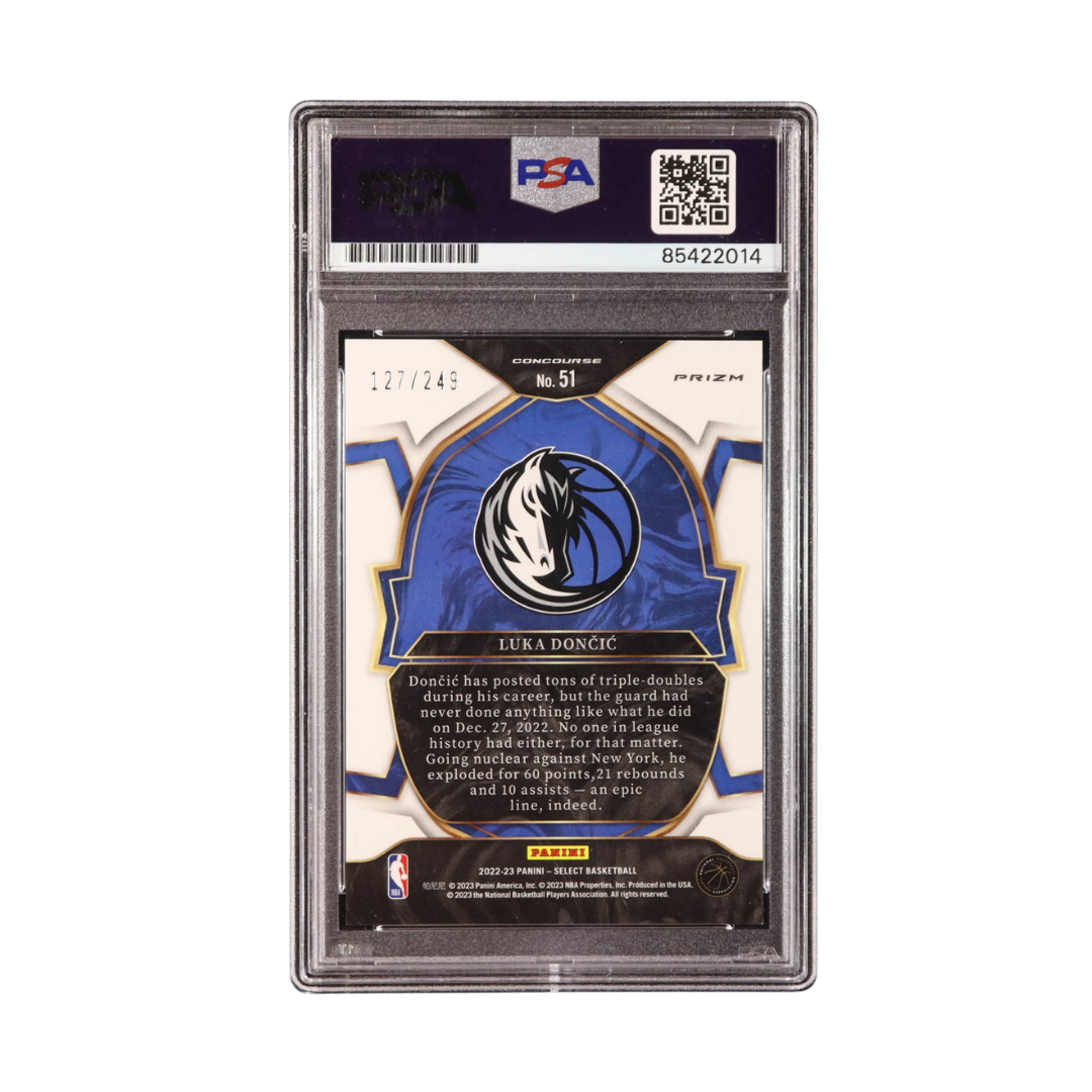 Luka Doncic Signed 2022-23 Select Prizms Blue Scope #51 #127/249 (PSA)