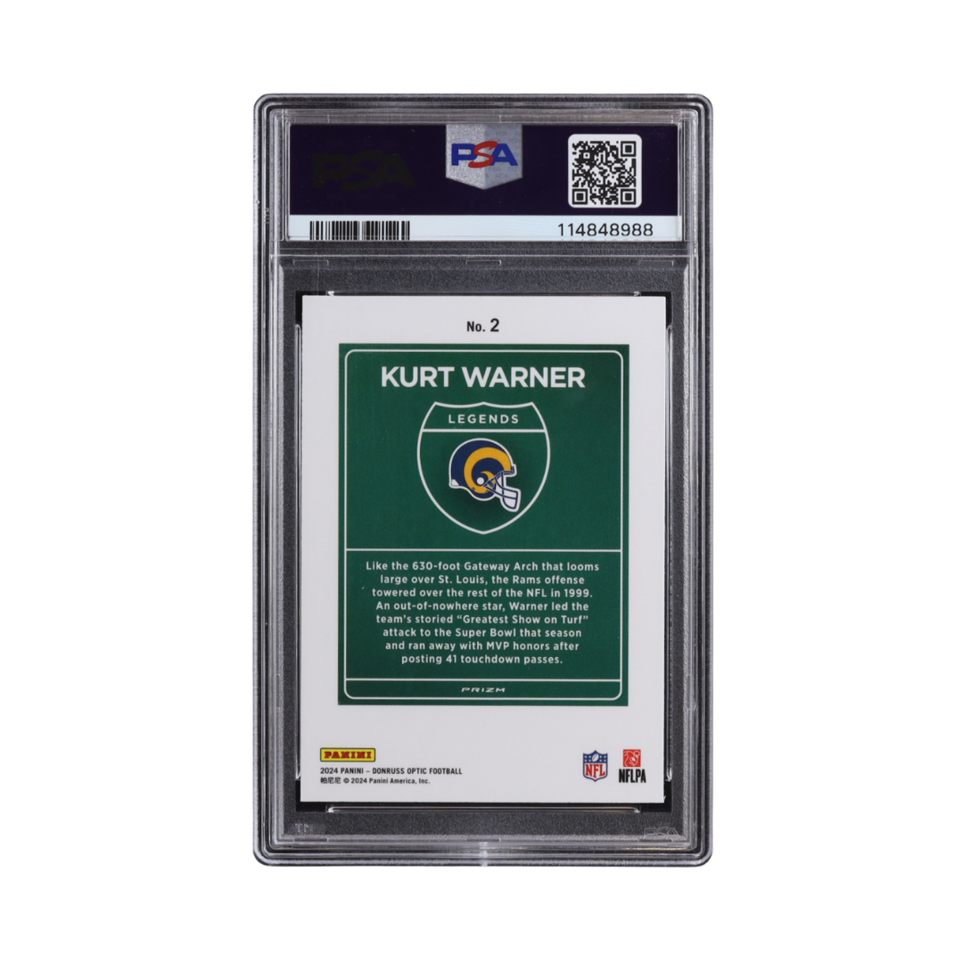 Kurt Warner 2024 Donruss Optic Downtown Legends #2 (PSA 9)