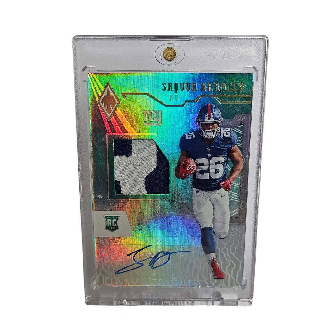 Saquon Barkley 2018 Panini Phoenix No. RJA-SB Rookie Patch Auto 11/25