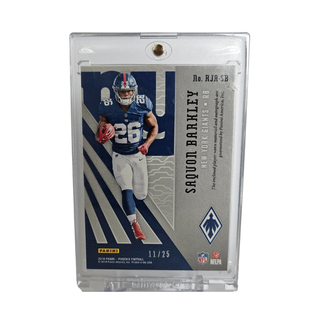Saquon Barkley 2018 Panini Phoenix No. RJA-SB Rookie Patch Auto 11/25