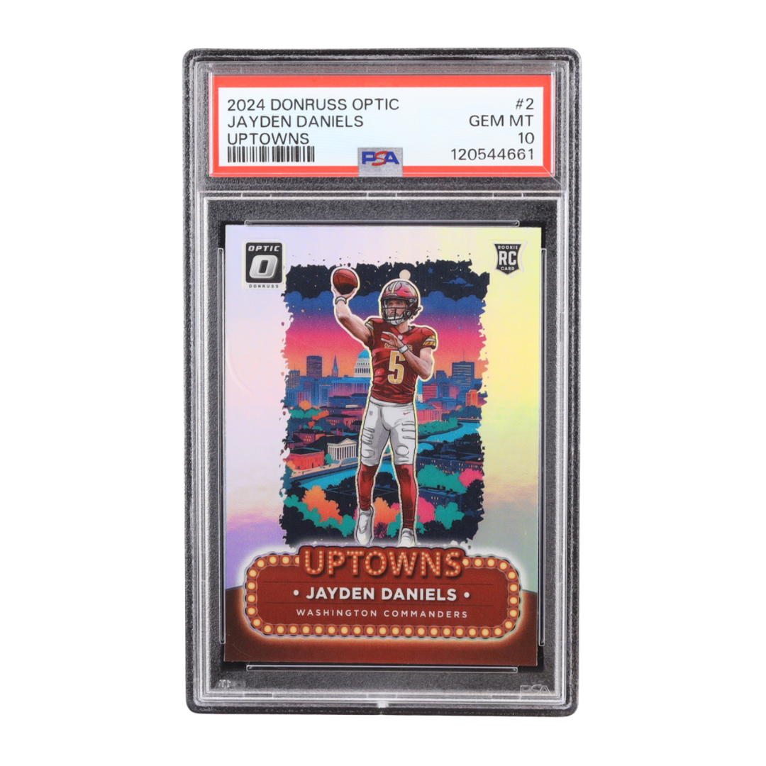 Jayden Daniels 2024 Donruss Optic Uptowns #2 RC (PSA 10)