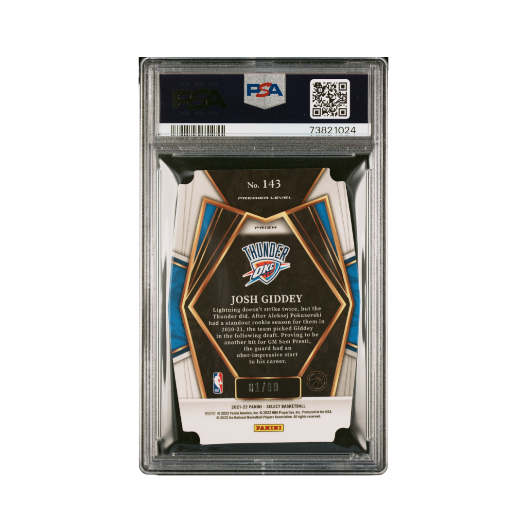 Josh Giddey 2021 Select Purple Die Cut Prizm #143 81/99 (PSA 10)