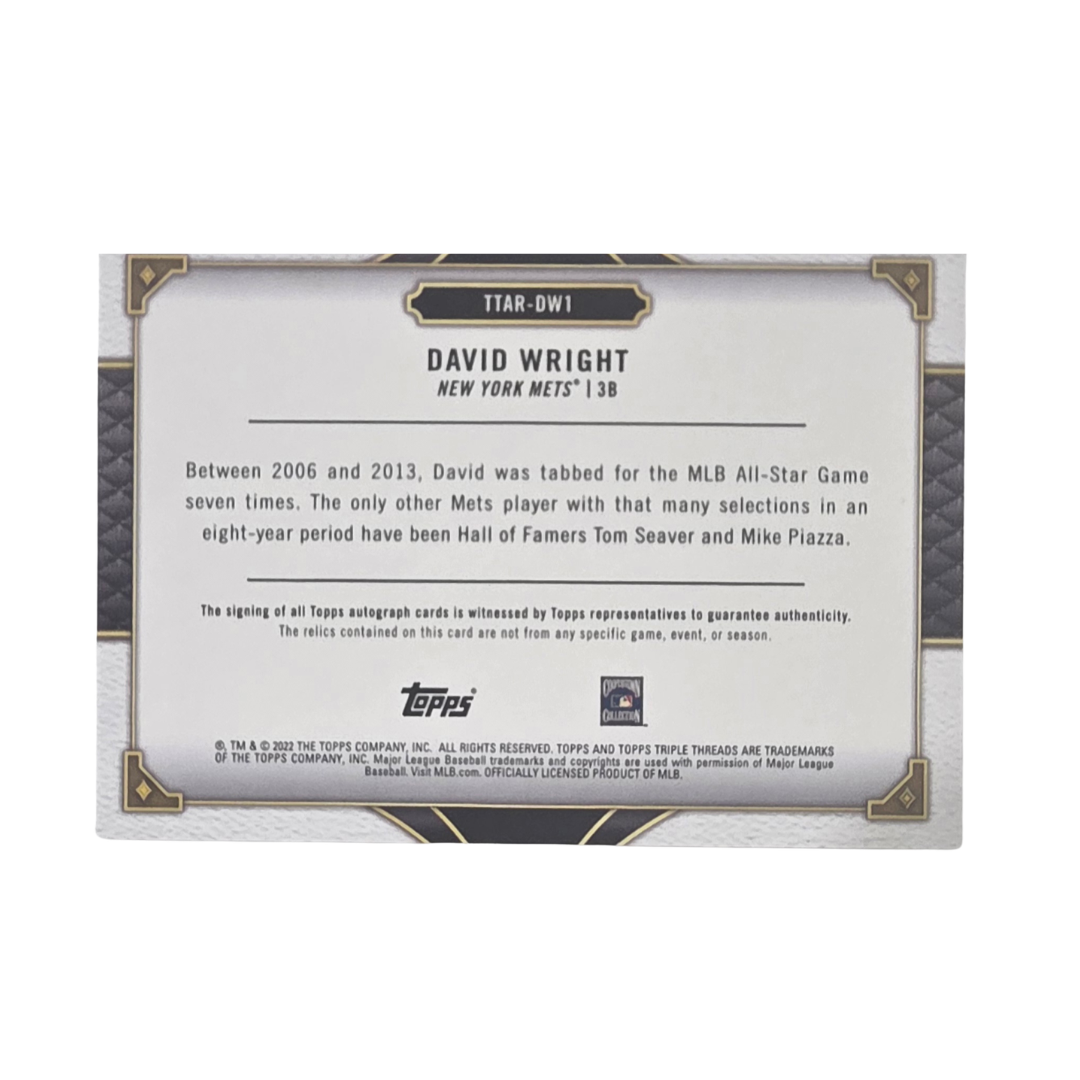David Wright 2022 Topps Triple Threads Auto No. TTAR-DW1 3/18