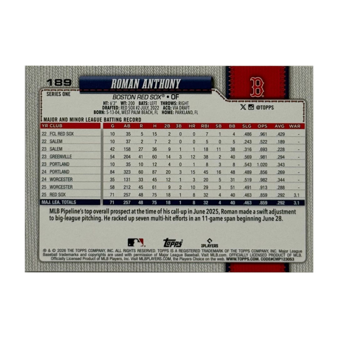 Roman Anthony 2026 Topps #189 Pink Diamante Foil Rookie