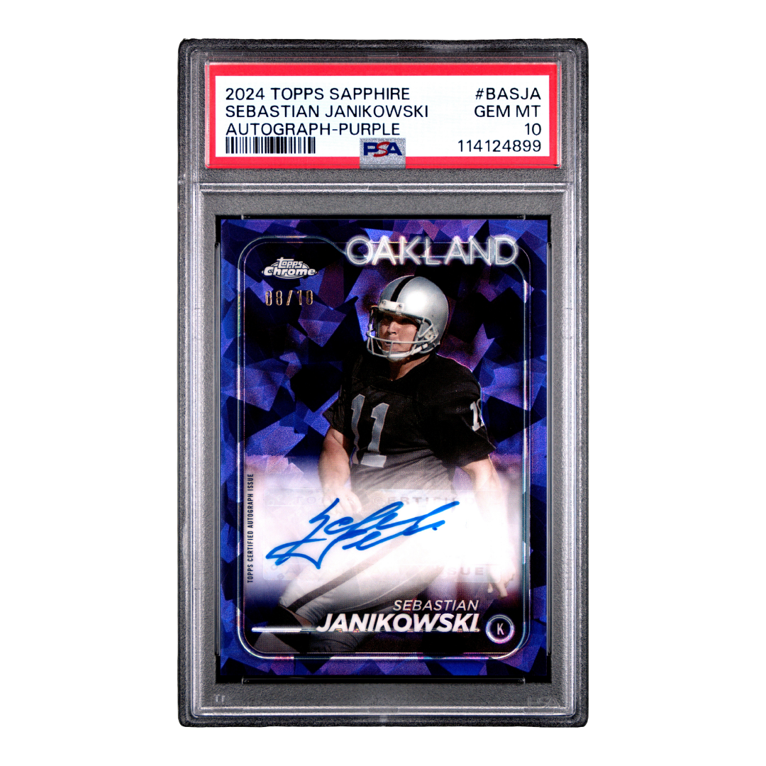Sebastian Janikowski 2024 Topps Chrome Sapphire Auto Purple #BA-SJA 8/10 (PSA 10)