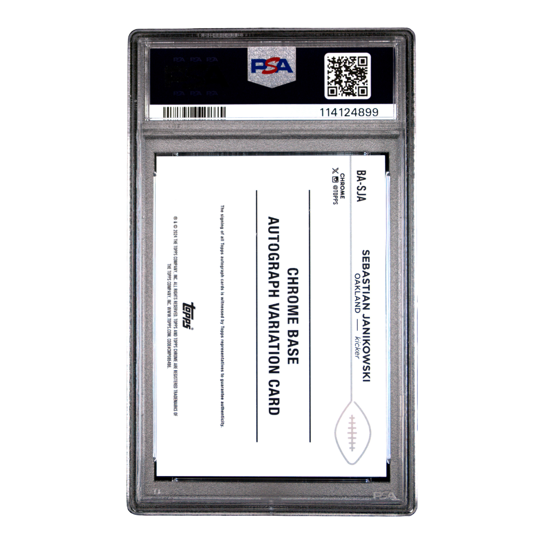 Sebastian Janikowski 2024 Topps Chrome Sapphire Auto Purple #BA-SJA 8/10 (PSA 10)