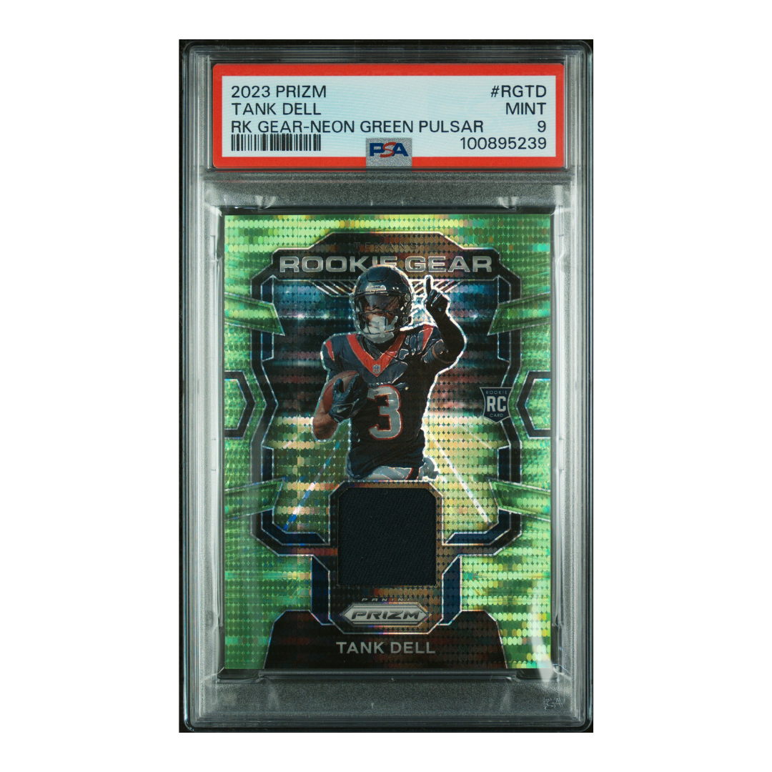 Tank Dell 2023 Prizm Rookie Gear Neon Green Pulsar #RG-TD (PSA 9)