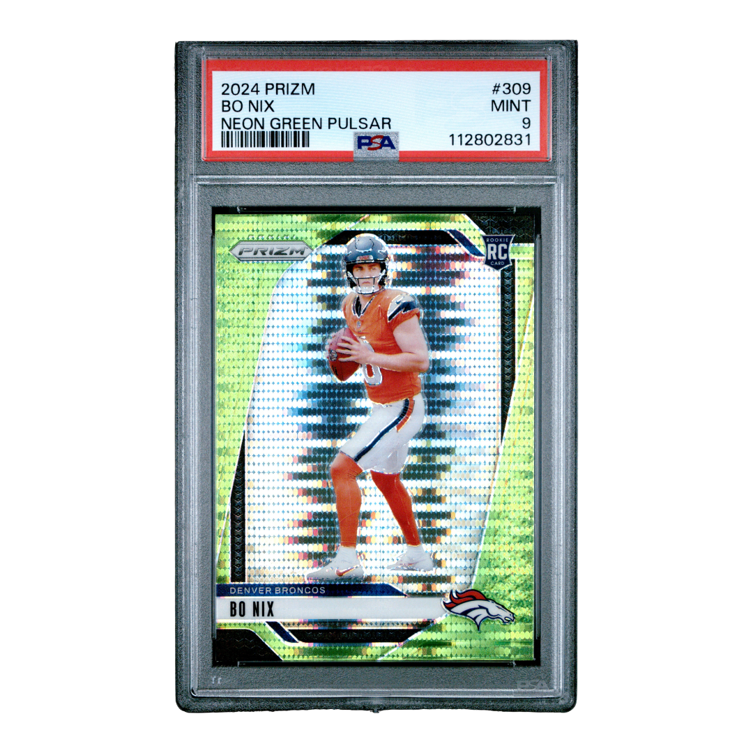 Bo Nix 2024 Prizm Neon Green Pulsar #309 (PSA 9)