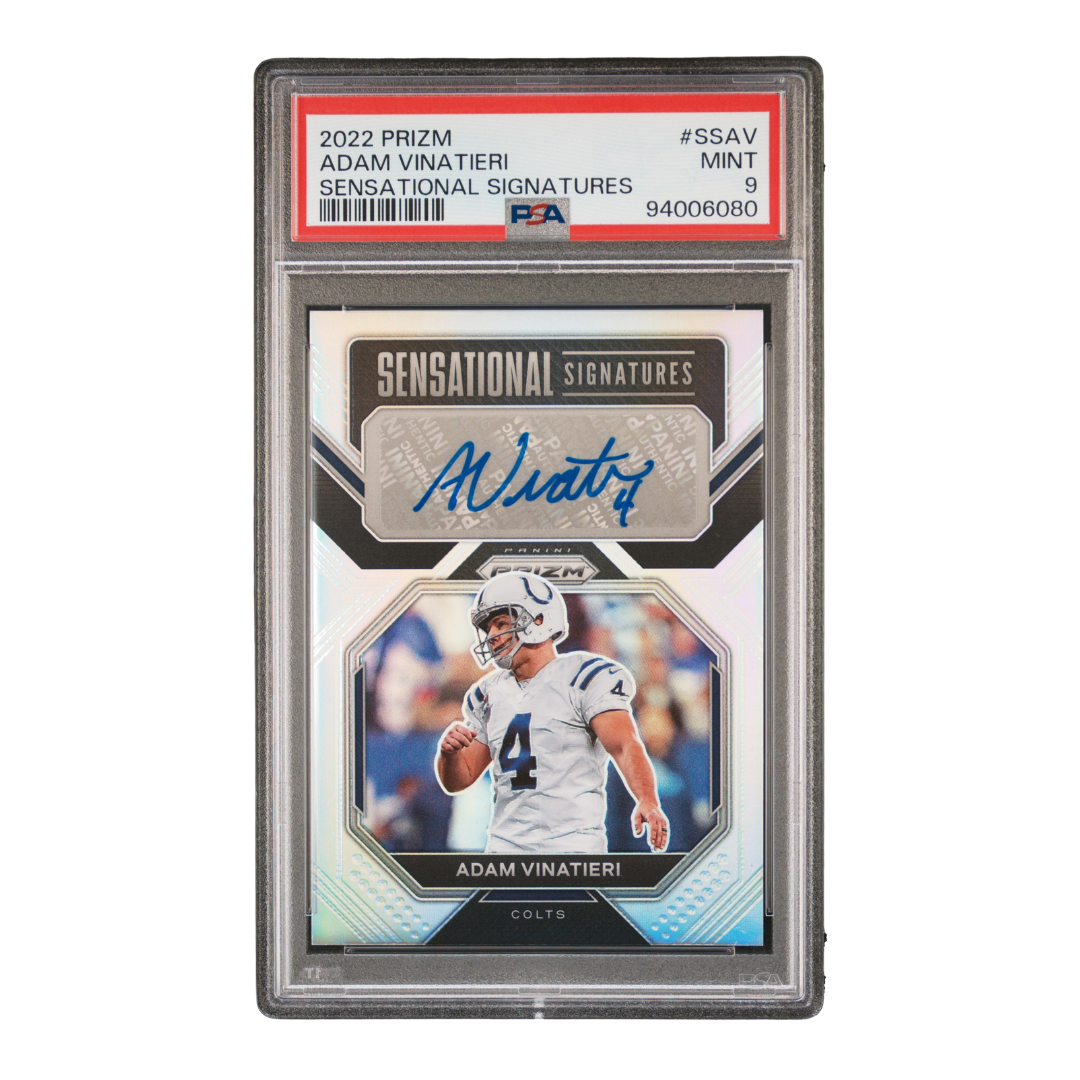 Adam Vinatieri 2022 Prizm Sensational Signatures #SS-AV 20/125 (PSA 9)
