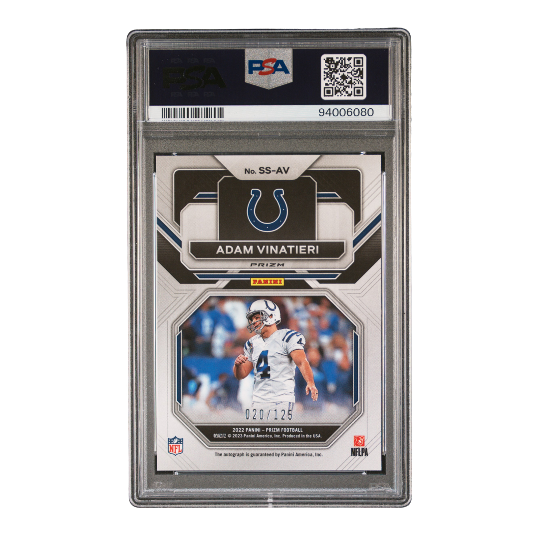 Adam Vinatieri 2022 Prizm Sensational Signatures #SS-AV 20/125 (PSA 9)