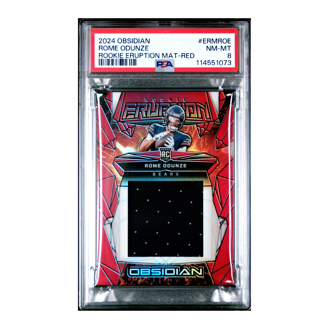 Rome Odunze 2024 Panini Obsidian Rookie Eruption Red #ERM-ROE 39/75 (PSA 8)