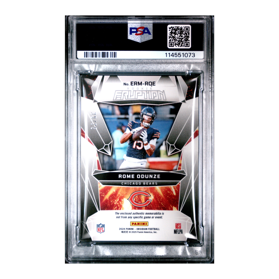 Rome Odunze 2024 Panini Obsidian Rookie Eruption Red #ERM-ROE 39/75 (PSA 8)