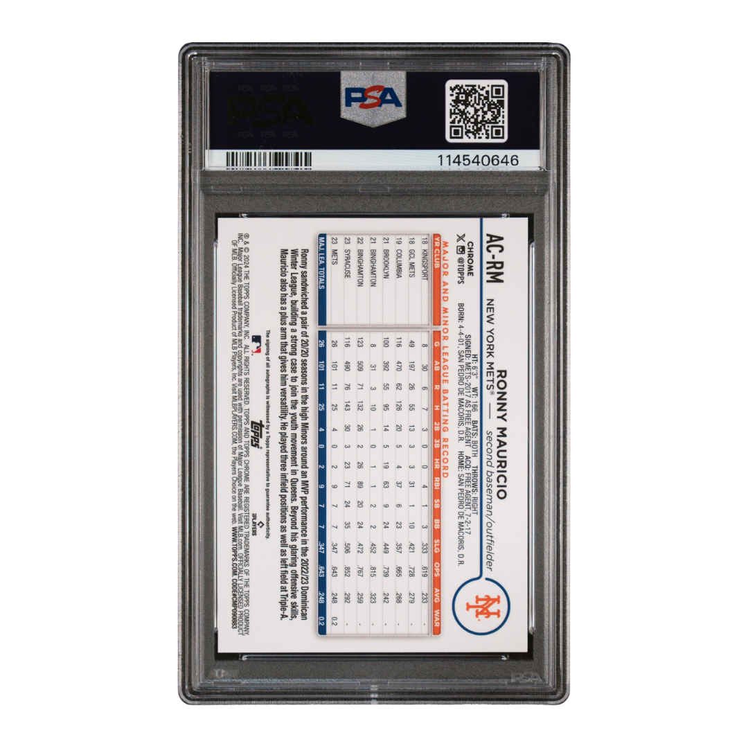 Ronny Mauricio 2024 Topps Chrome Update Autograph #AC-RM (PSA 9)