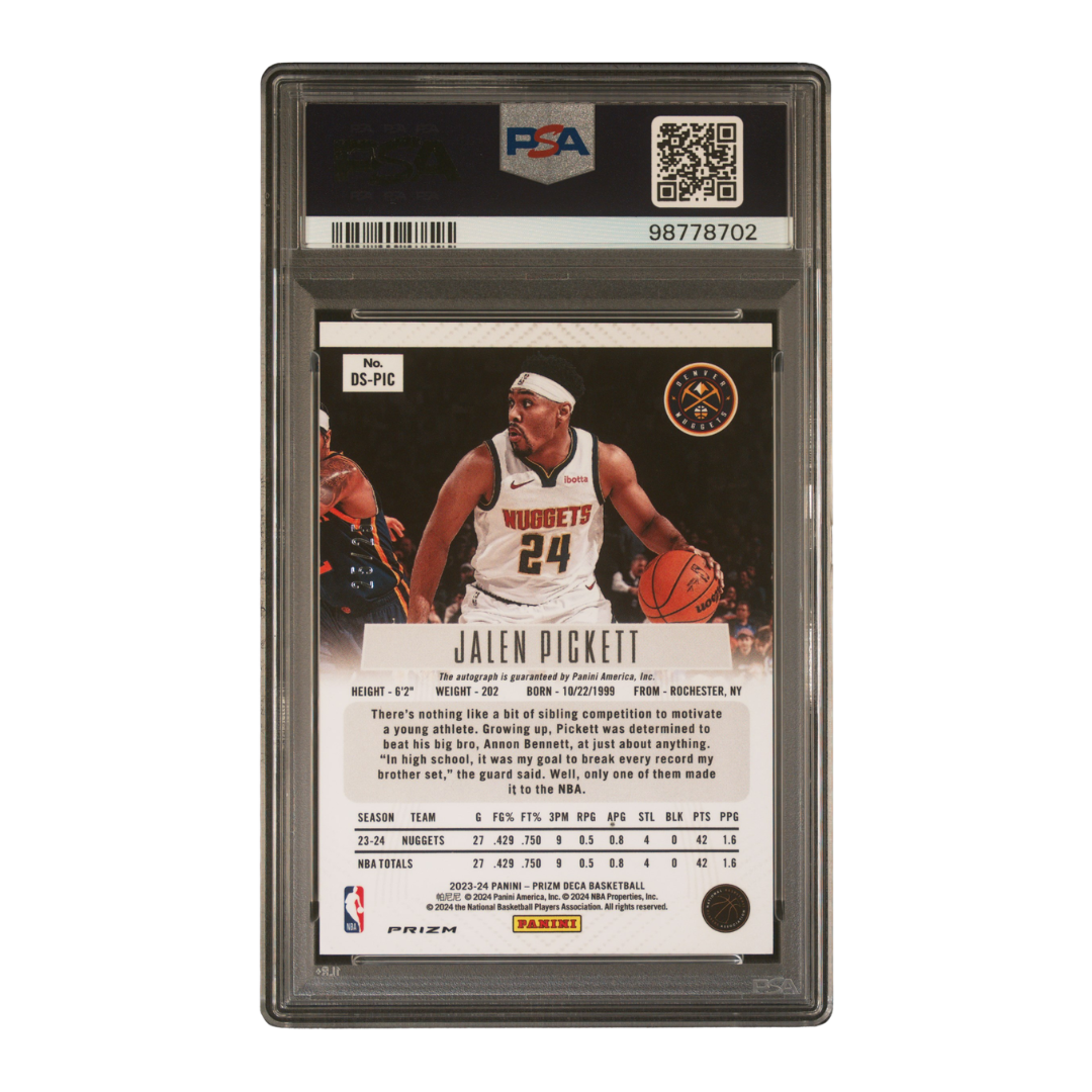 Jalen Pickett 2023 Prizm Deca Signature Green Shimmer FOTL 25/25 #DS-PIC (PSA 10)