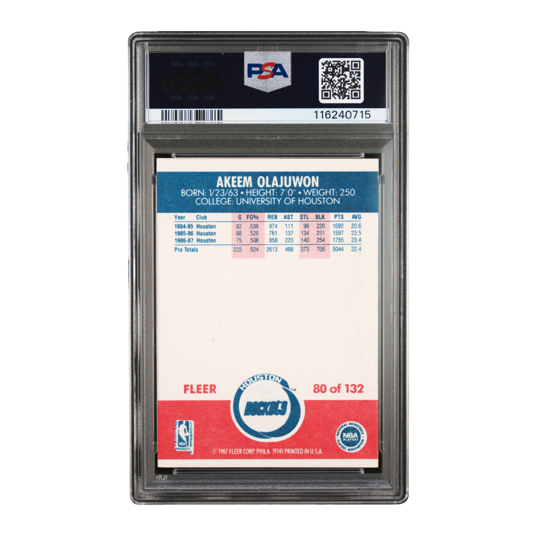 Akeem Olajuwon 1987 Fleer #80 (PSA 8)