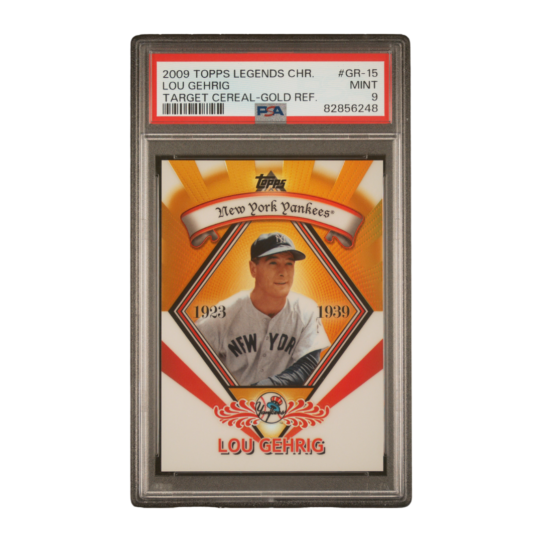 Lou Gehrig 2009 Topps Legends Target Cereal Gold Refractor #GR-15 (PSA 9)