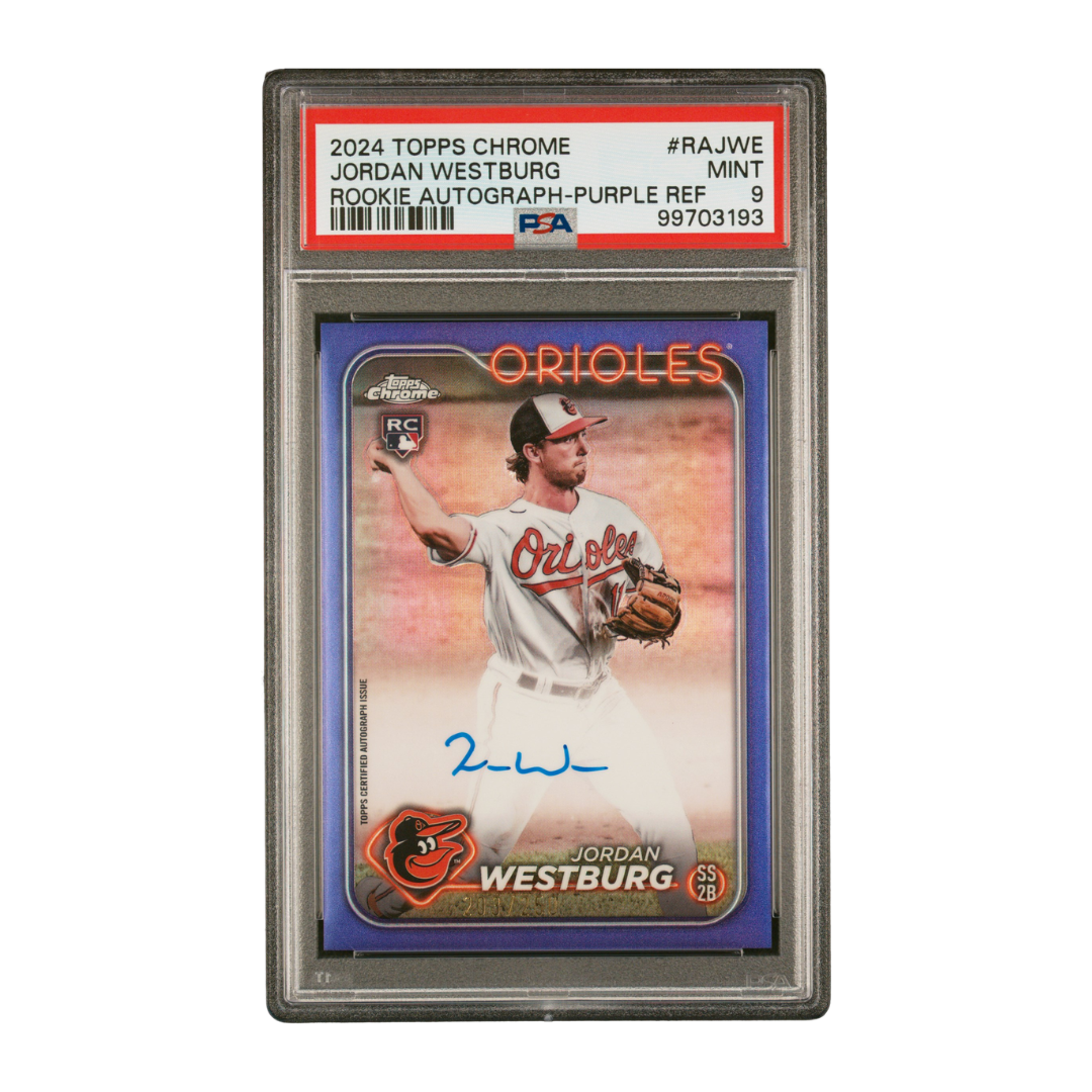 Jordan Westburg 2024 Topps Chrome Rookie Auto Purple Refractor 203/250 #RA-JWE (PSA 9)