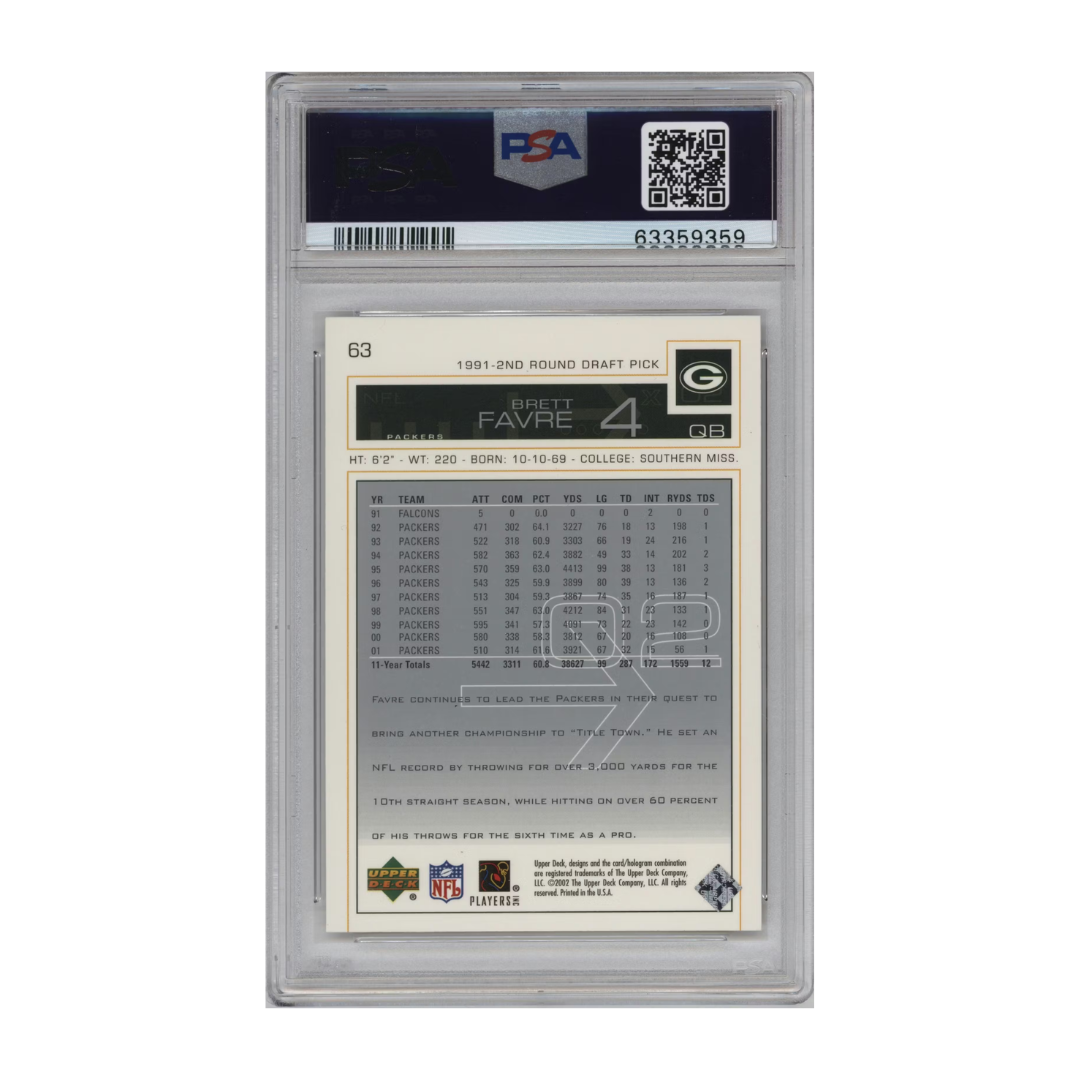 Brett Favre 2002 Upper Deck #63 (PSA 10)