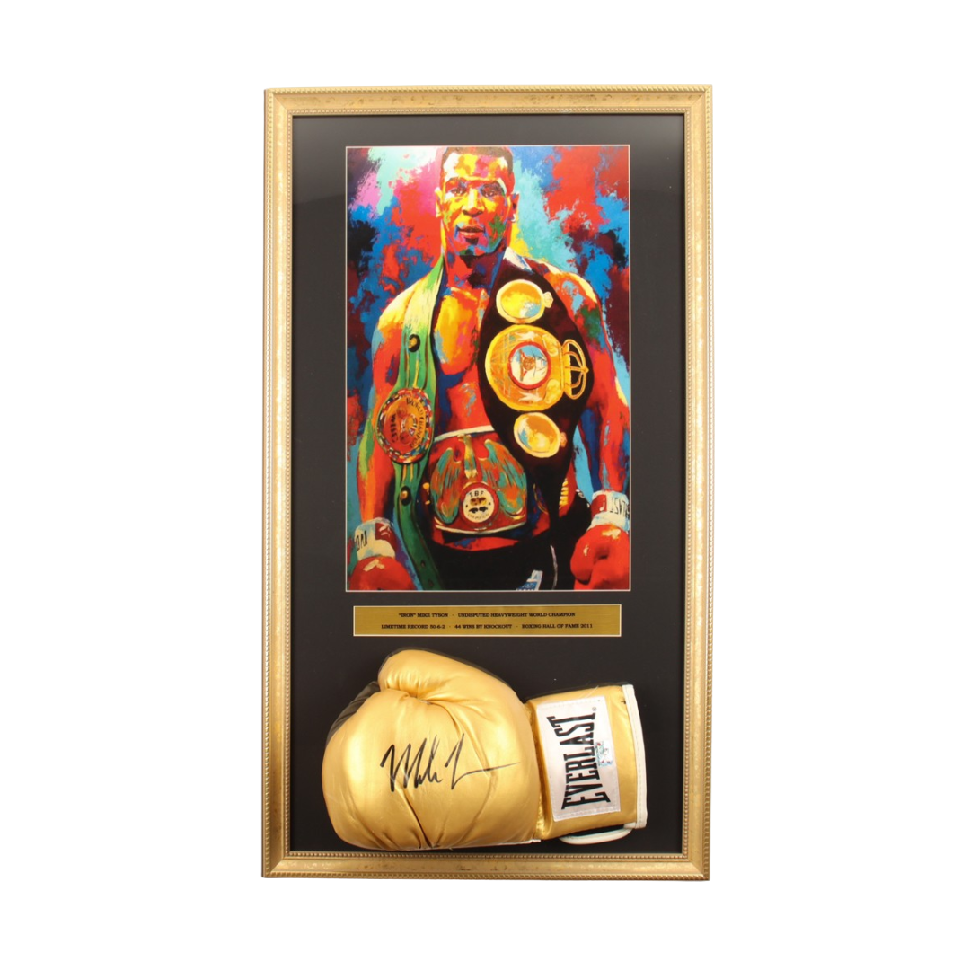Mike Tyson Signed Custom Framed Everlast Boxing Glove Display with Leroy Neiman Art Print (Tyson)