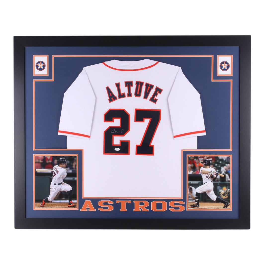 Jose Altuve Signed 35x43 Custom Framed Jersey Display (JSA Hologram)