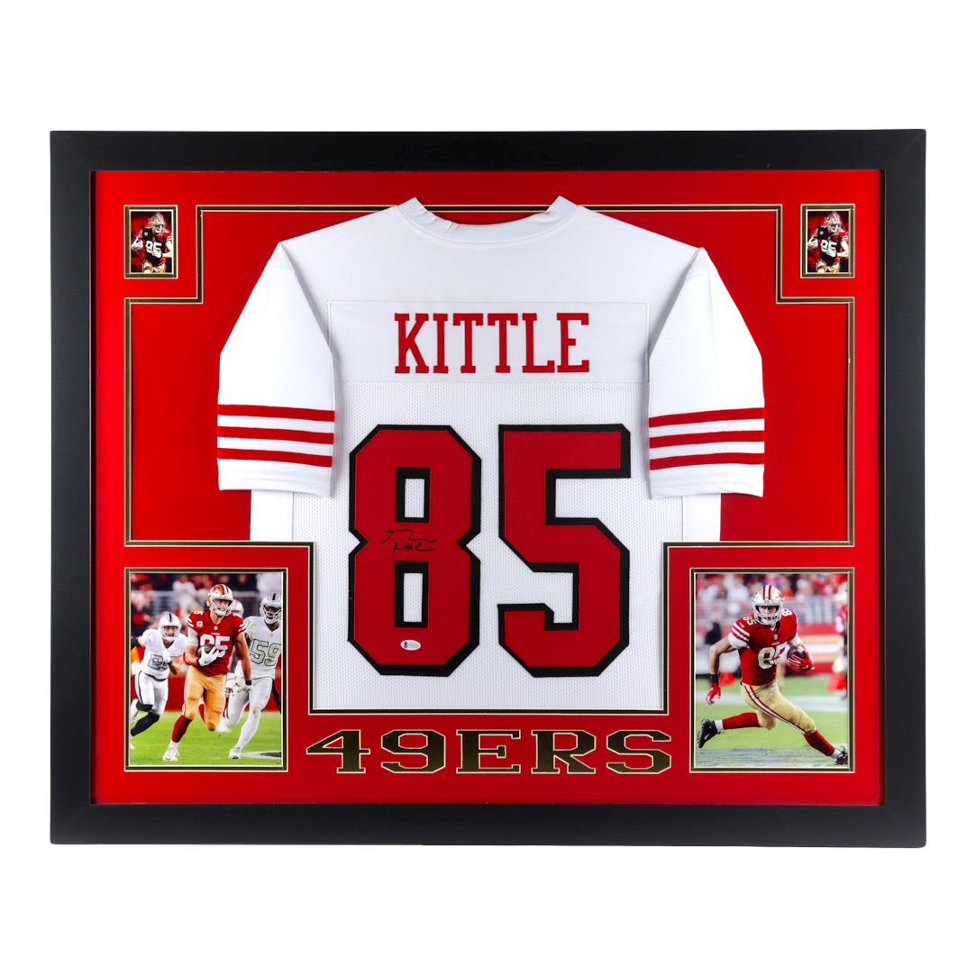 George Kittle Signed 35x43 Custom Framed Jersey Display (Beckett COA)