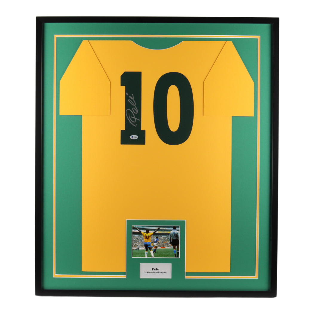 Pele Signed 29.5x34 Custom Framed Cut Display (Beckett Hologram)