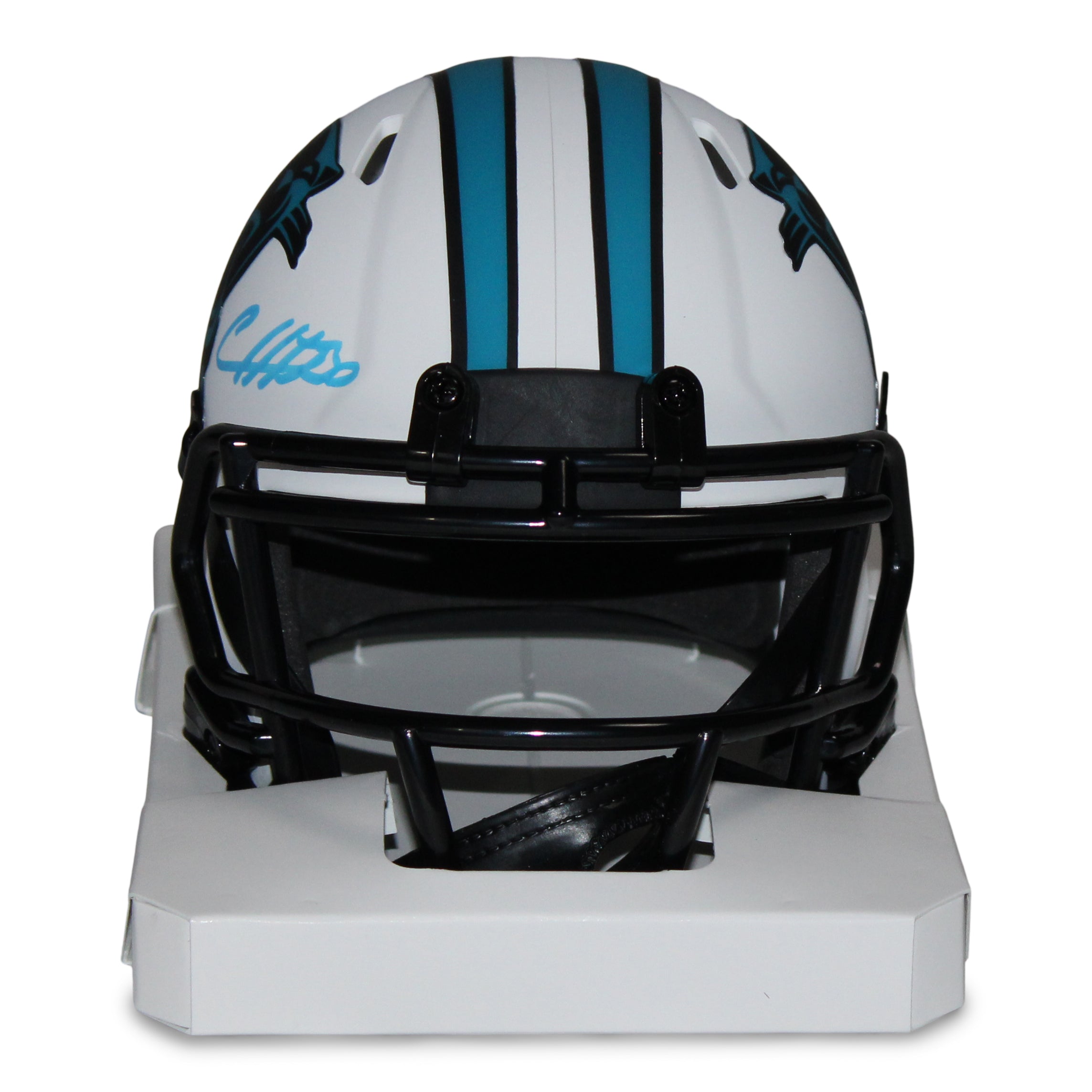 Chuba Hubbard Signed Panthers Lunar Eclipse Alternate Speed Mini Helmet (Beckett Hologram)