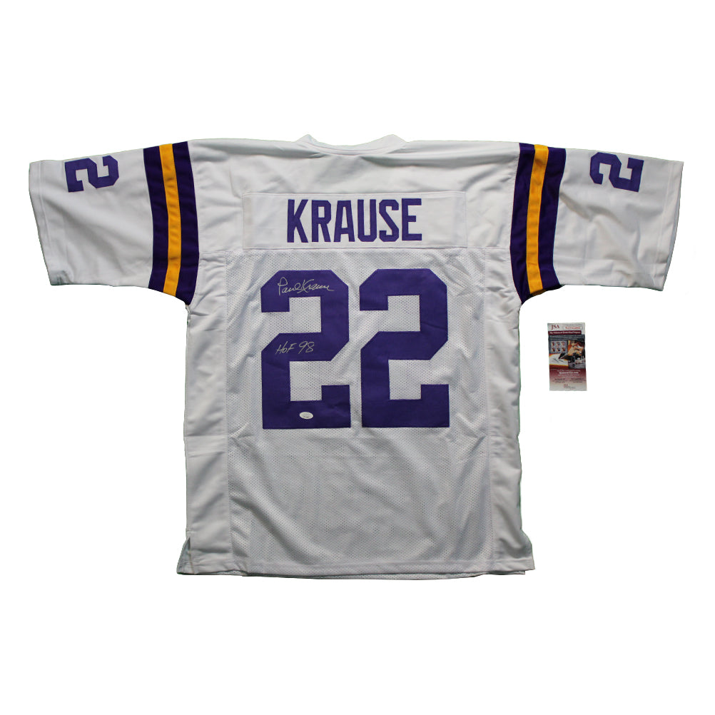 Paul Krause Signed Jersey Inscribed "HOF 98" (JSA COA)
