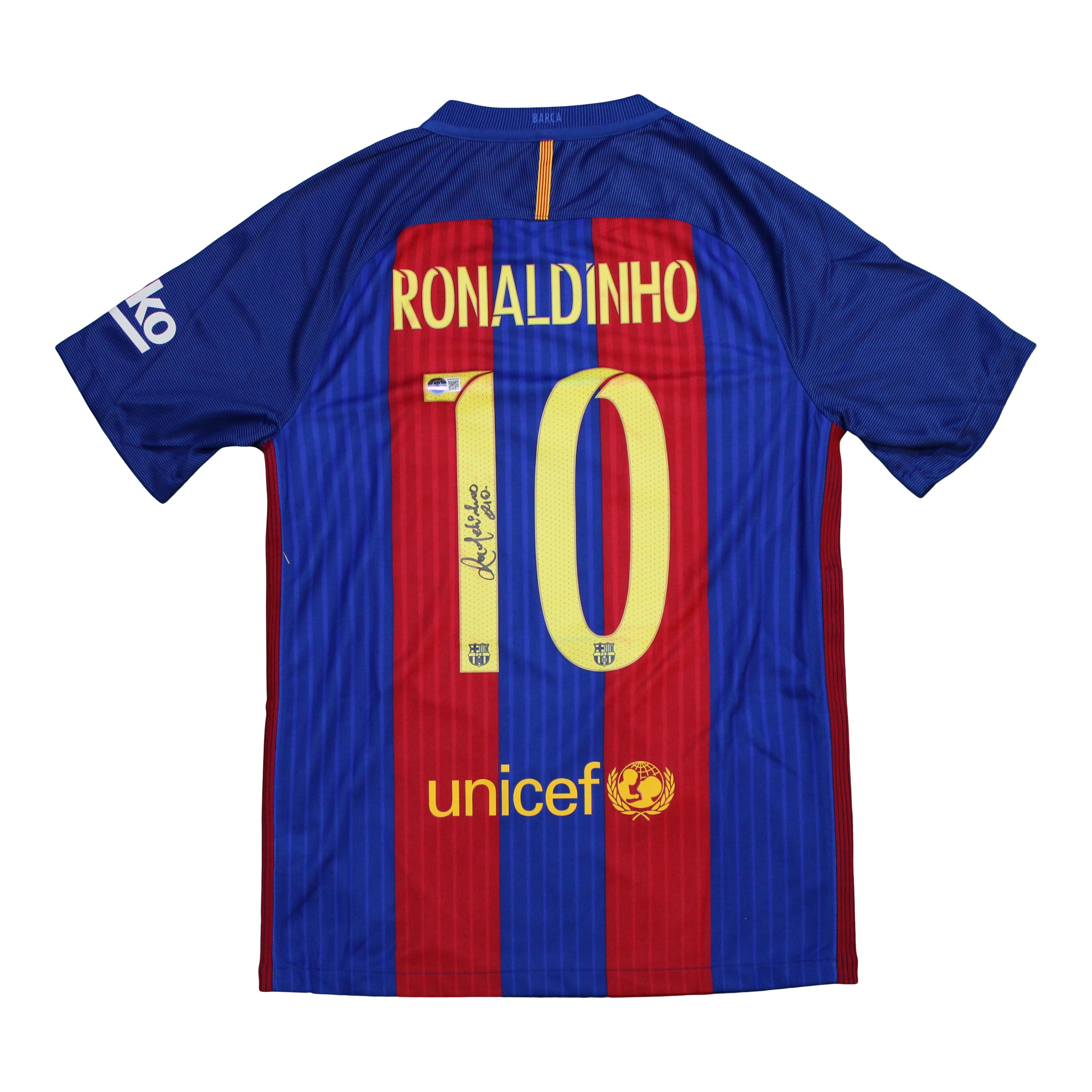 Ronaldinho Signed FC Barcelona Jersey Inscribed "R10" (Beckett Hologram)