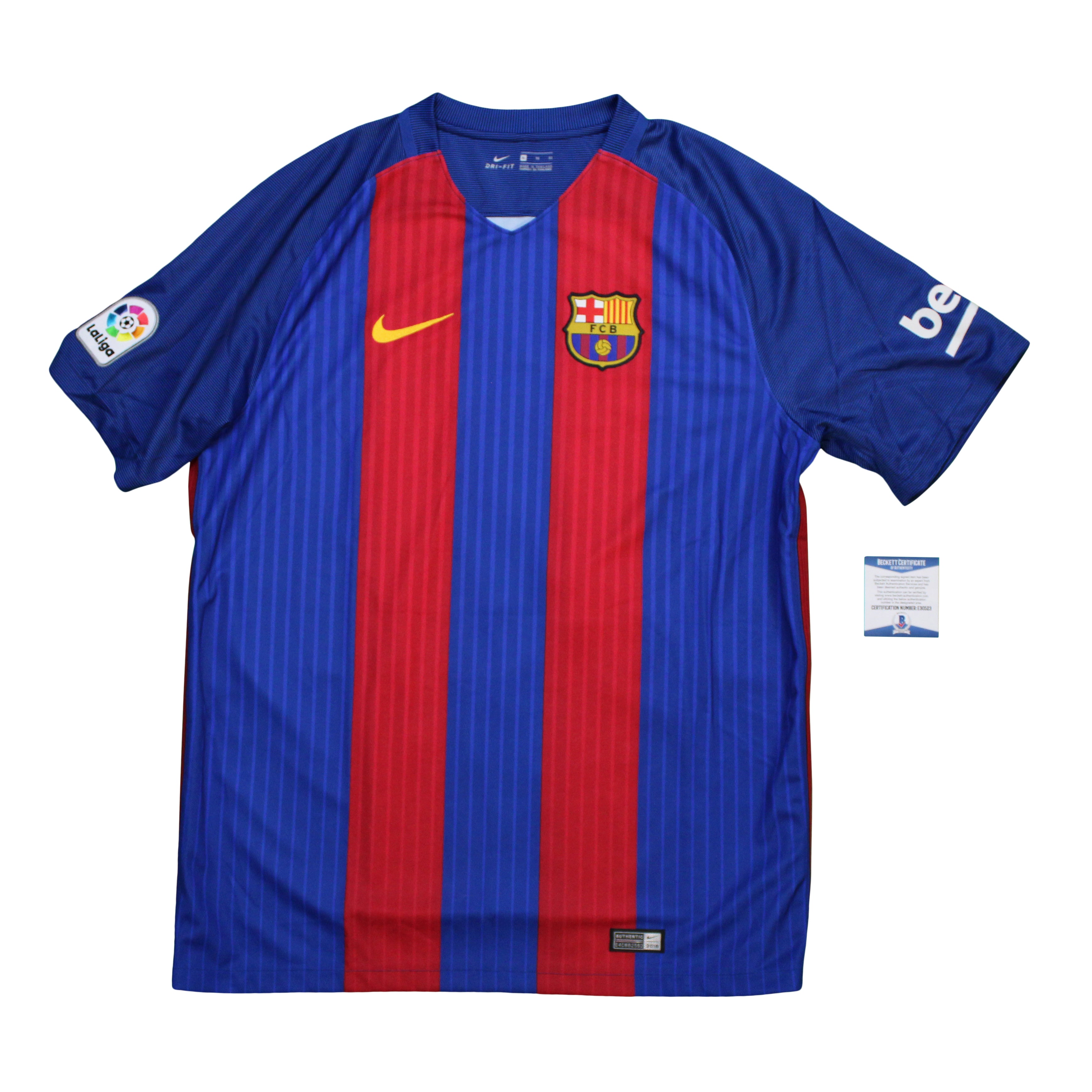 Lionel Messi Signed FC Barcelona Jersey Inscribed "Leo" (Beckett COA)