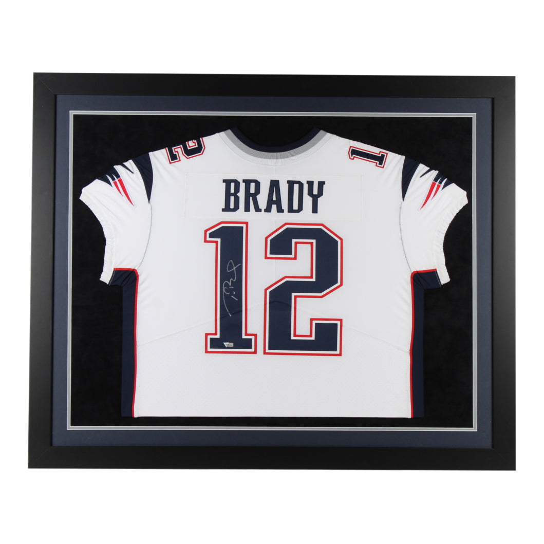 Tom Brady Signed 35.5x43.5 Custom Framed Jersey (Fanatics Hologram)