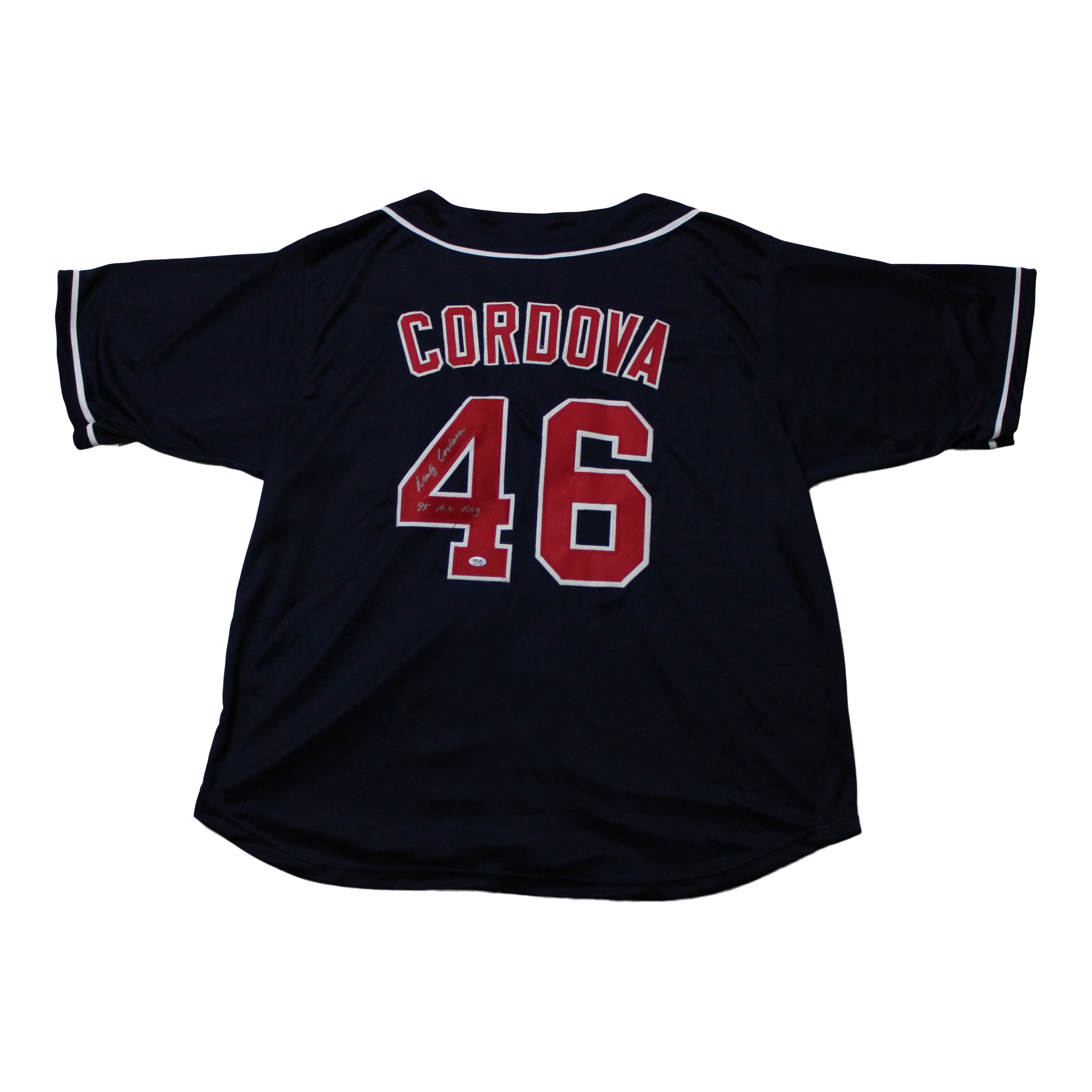 Marty Cordova Signed Jersey Inscribed "95 A.L. ROY" (RSA Hologram)