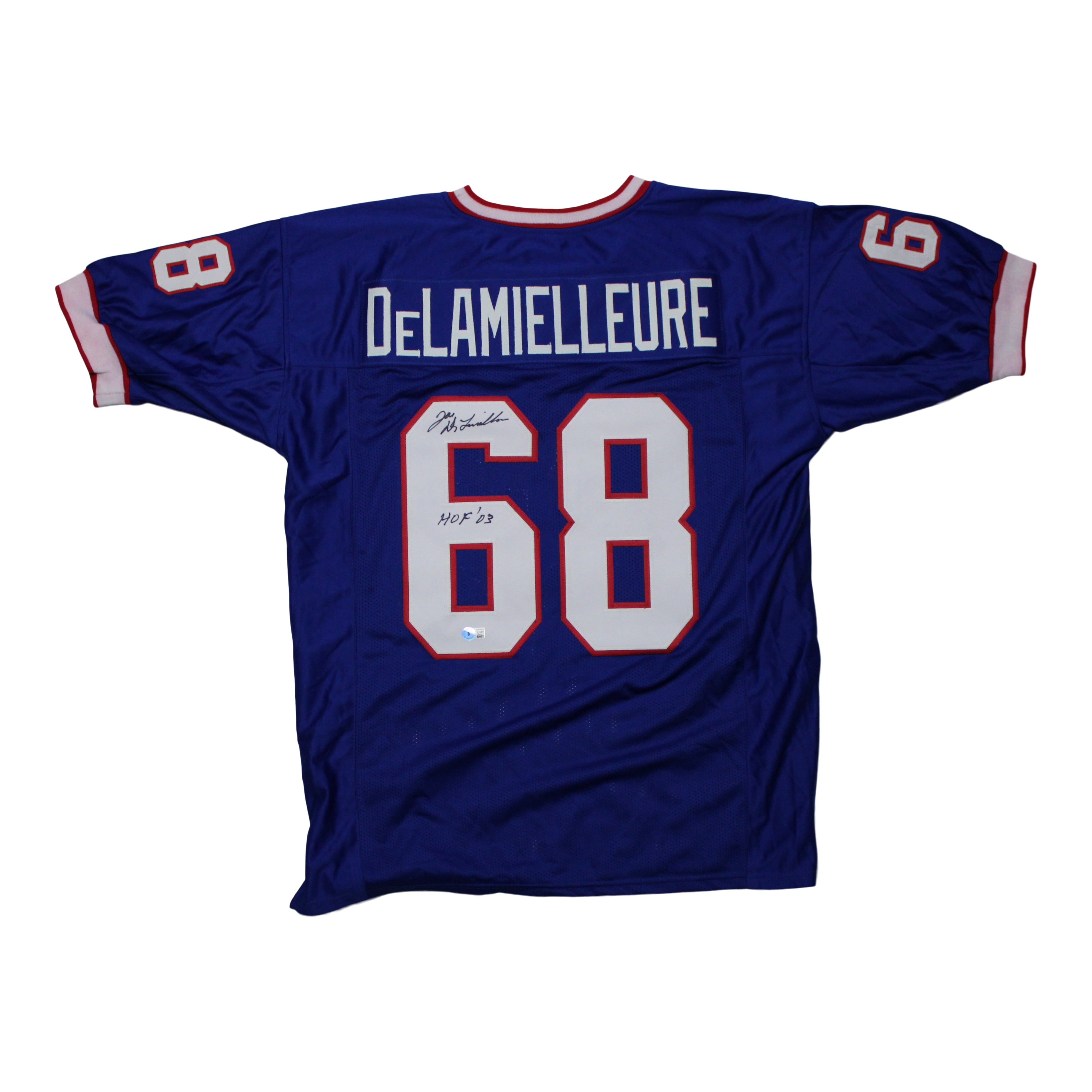Joe DeLamielleure Signed Jersey Inscribed "HOF '03" (Beckett COA)