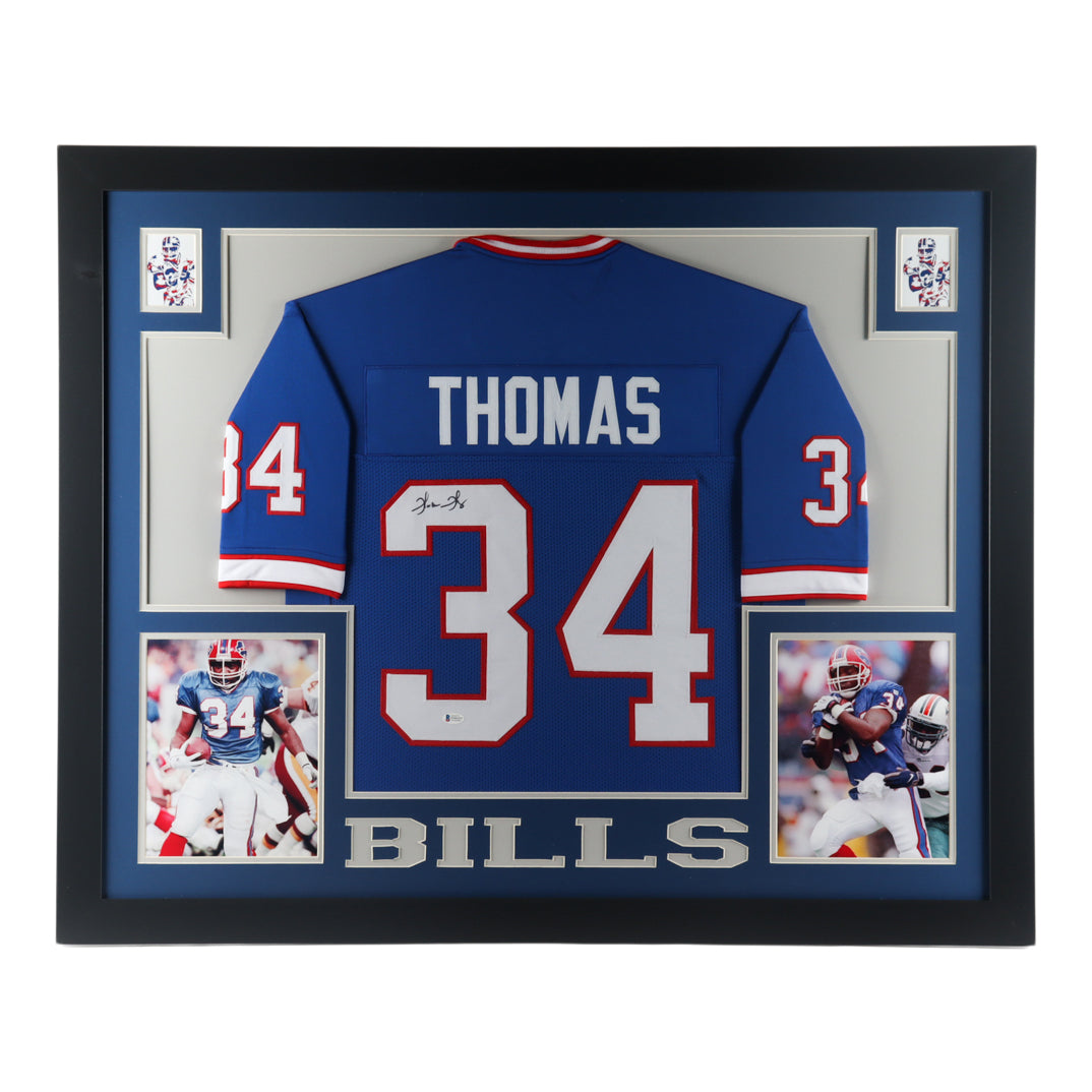 Thurman Thomas Signed 35x43 Custom Framed Jersey Display (Beckett)