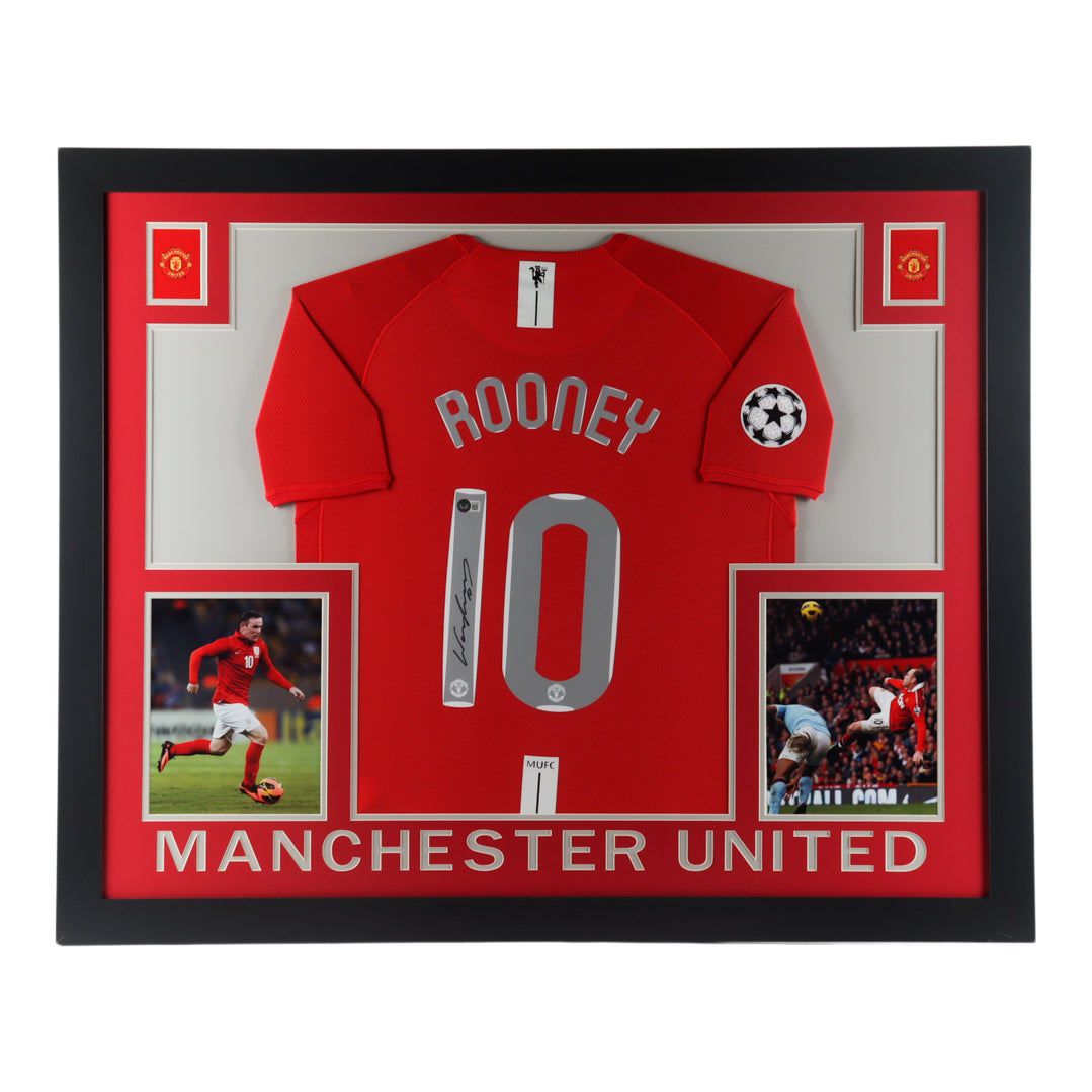 Wayne Rooney Signed 35x43 Custom Framed Jersey Display (Beckett Hologram)