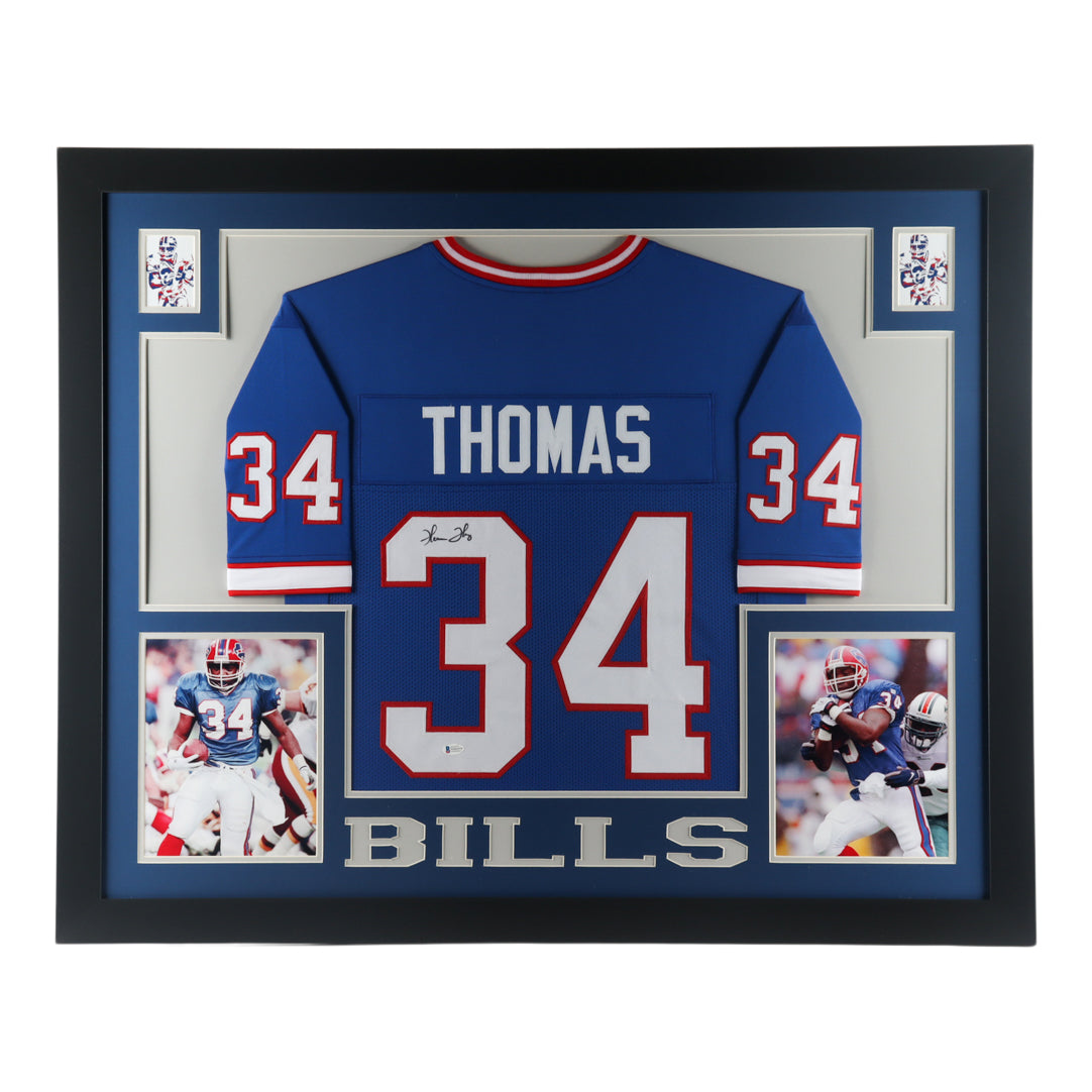 Thurman Thomas Signed 35x43 Custom Framed Jersey Display (Beckett Hologram)