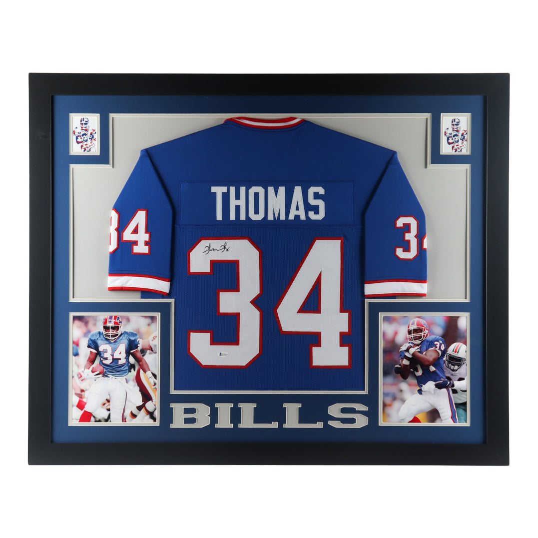 Thurman Thomas Signed 35x43 Custom Framed Jersey Display (Beckett Hologram)