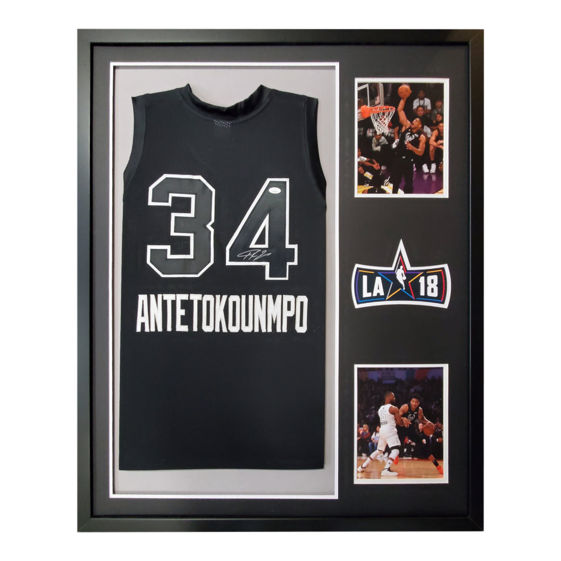 Giannis Antetokounmpo Signed 34x42 Custom Framed Jersey Display (JSA COA)
