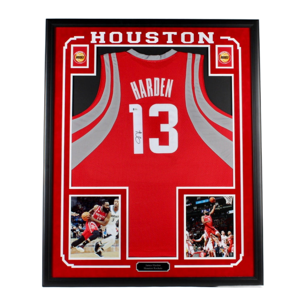 James Harden Signed 35x42 Custom Framed Jersey Display (Beckett)