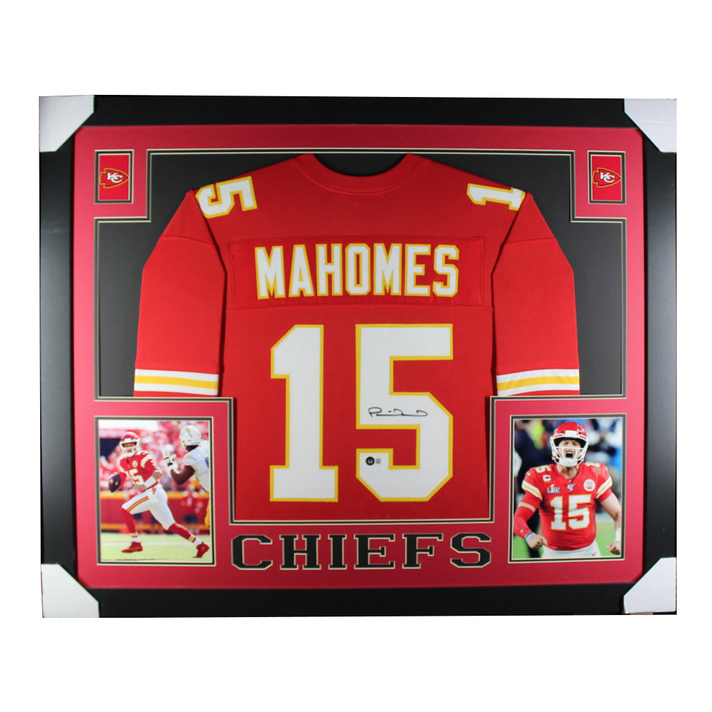 Patrick Mahomes Signed 35x43 Custom Framed Jersey Display (Beckett)
