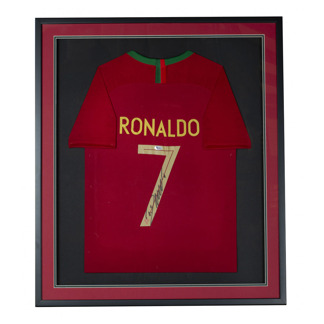 Cristiano Ronaldo 34x42 Custom Framed Jersey Display (Beckett)