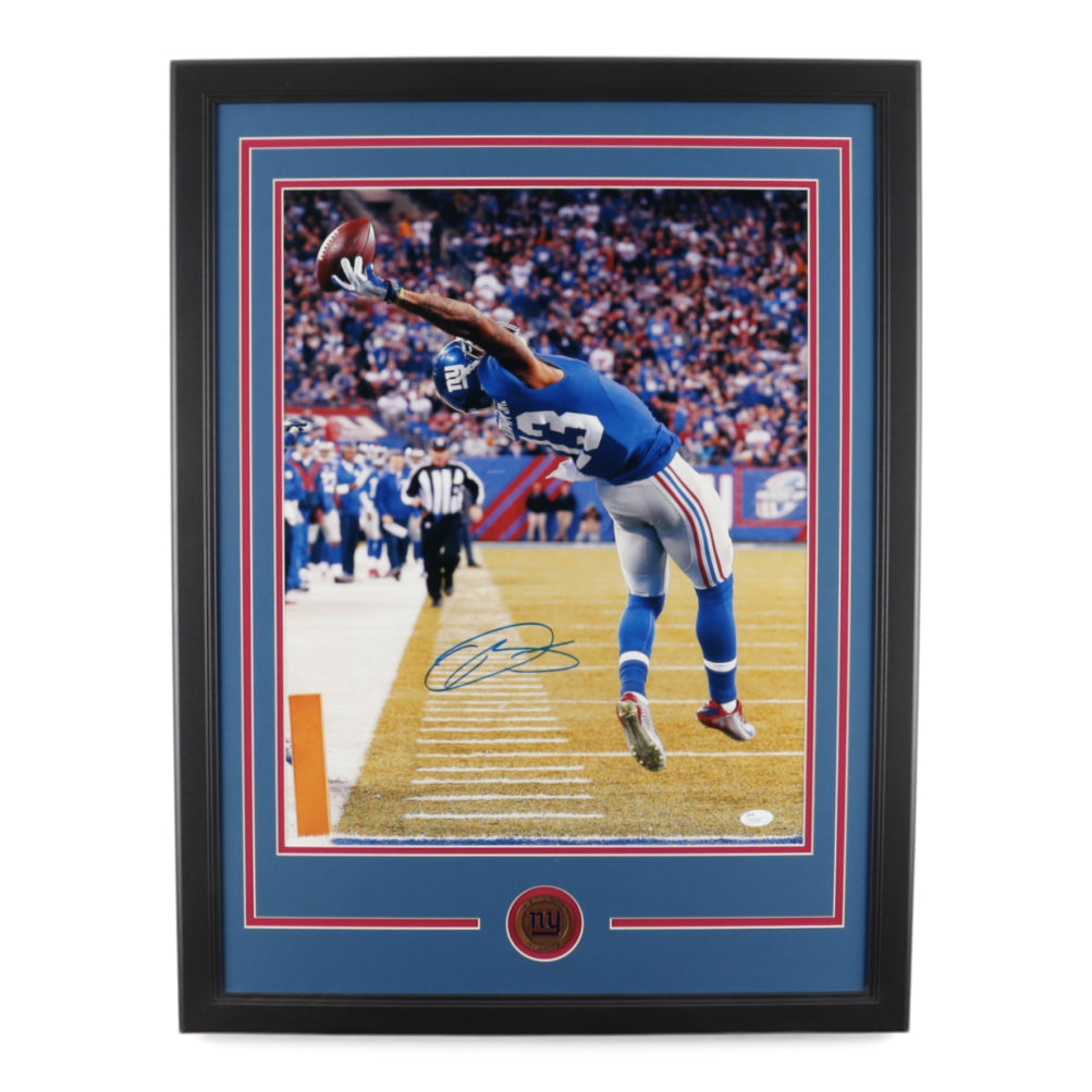Odell Beckham Jr. Signed Giants "The Catch" 22x29 Custom Framed Photo Display With Giants Logo Coin (JSA)