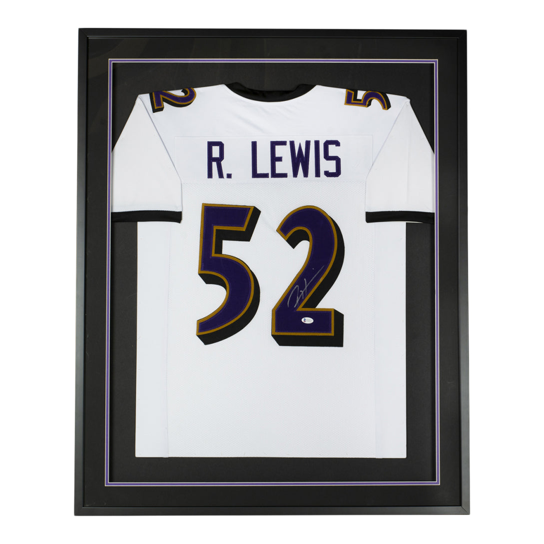 Ray Lewis Signed 36x42 Custom Framed Jersey Display (Beckett)