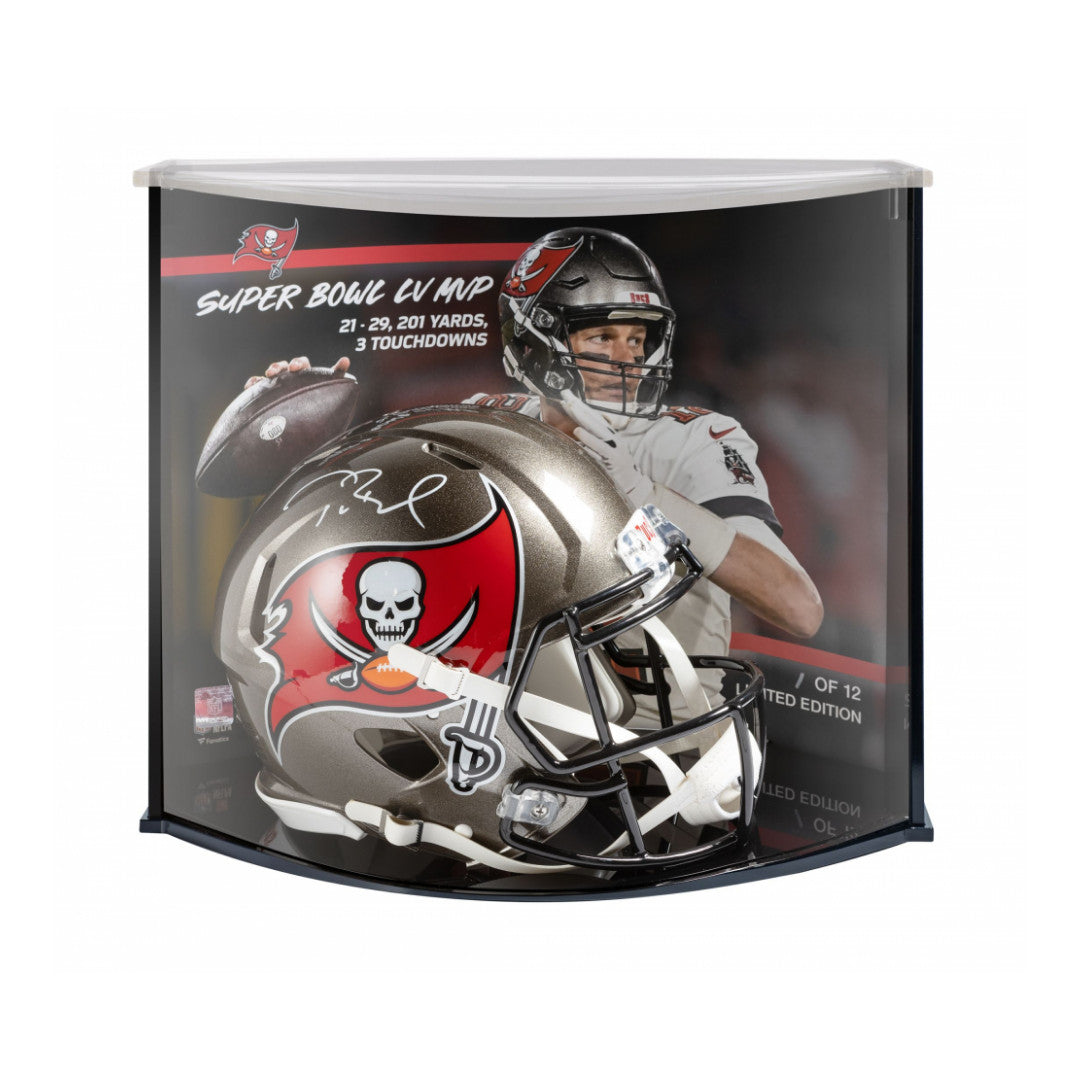 Tom Brady Signed LE Buccaneers Full-Size Authentic On-Field Speed Helmet with Custom Curved Display (Fanatics)
