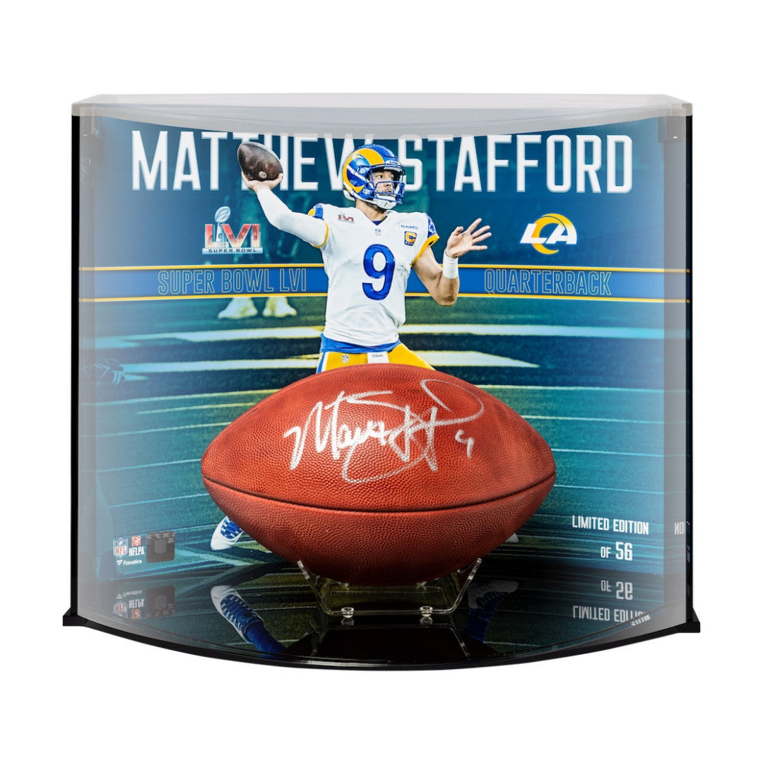 Matthew Stafford Signed LE "The Duke" NFL Game Ball Football with Custom Curved Display (Fanatics)